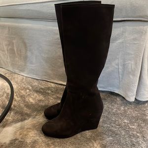 Dark brown suede Prada boots
